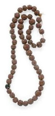 Hindu mala of 54 rudraksha beads and one bodhi seed