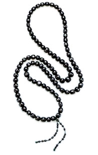 Islamic coral prayer beads (subha) inlaid with silver