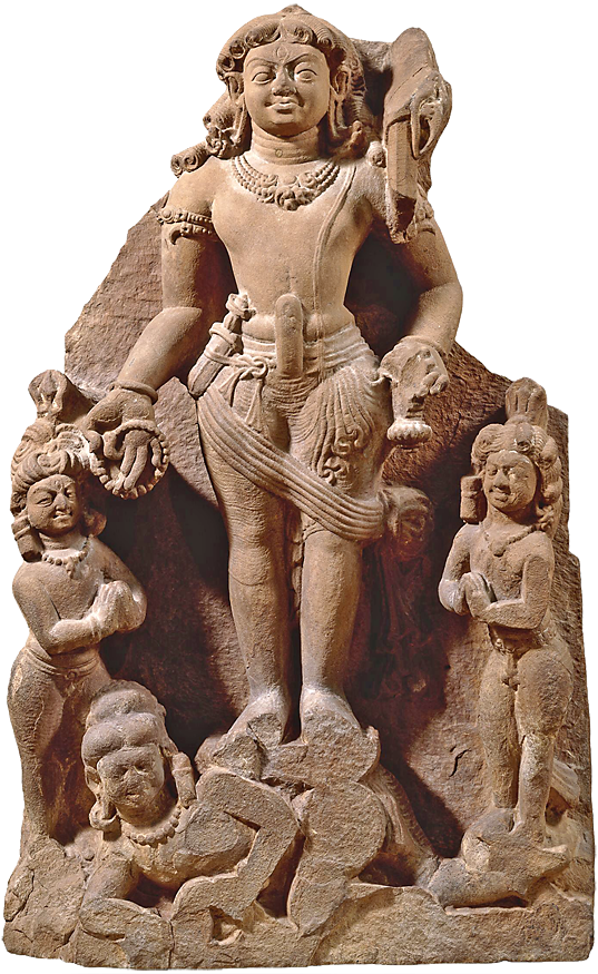 Sandstone sculpture of Lakulisha, an aspect of the Hindu god Shiva